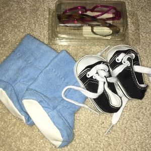 American Girl doll the doll glasses tennis shoes booties for the actual doll